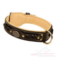 Gepolstertes Leder
Halsband | Hundehalsband mit
Zopfdesign