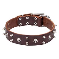 Lederhalsband mit Totenkopf im Piraten Stil