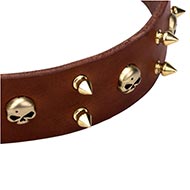 Halsband Totenkopf Design Echtes Leder