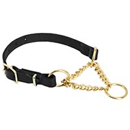 Martingale Hundehalsband aus Messing und echtem Leder