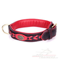 Collier tress "Feu intense" en cuir rouge et noir