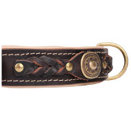 Nappa Leder Halsband mit Flechten und Messingplatten