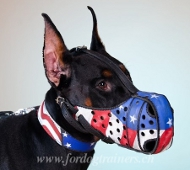 Maulkorb fr Dobermann | "American Pride" Leder Hundemaulkorb