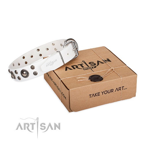 
Leder Hundehalsband Wei artisan