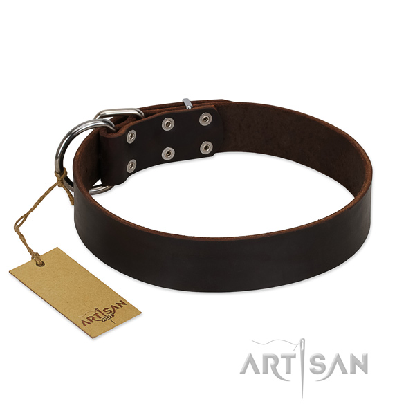 Simple design Wide Brown Leather Collar - zum Schließen ins Bild klicken