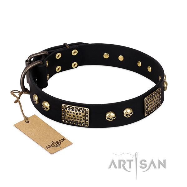 "Biker Style" Lederhalsband mit Design FDT Artisan - zum Schließen ins Bild klicken