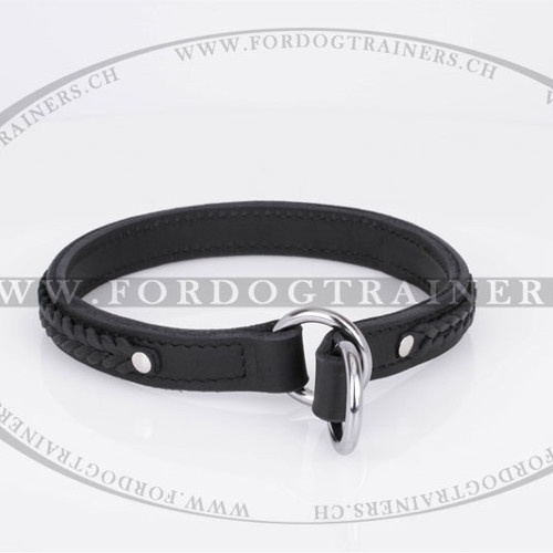 Leather Choke Dog Collar with Stitched Braids - zum Schließen ins Bild klicken