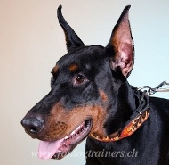 Bemaltes Lederhalsband fr Dobermann | Flamme Design Halsband